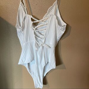 White body suit laced back